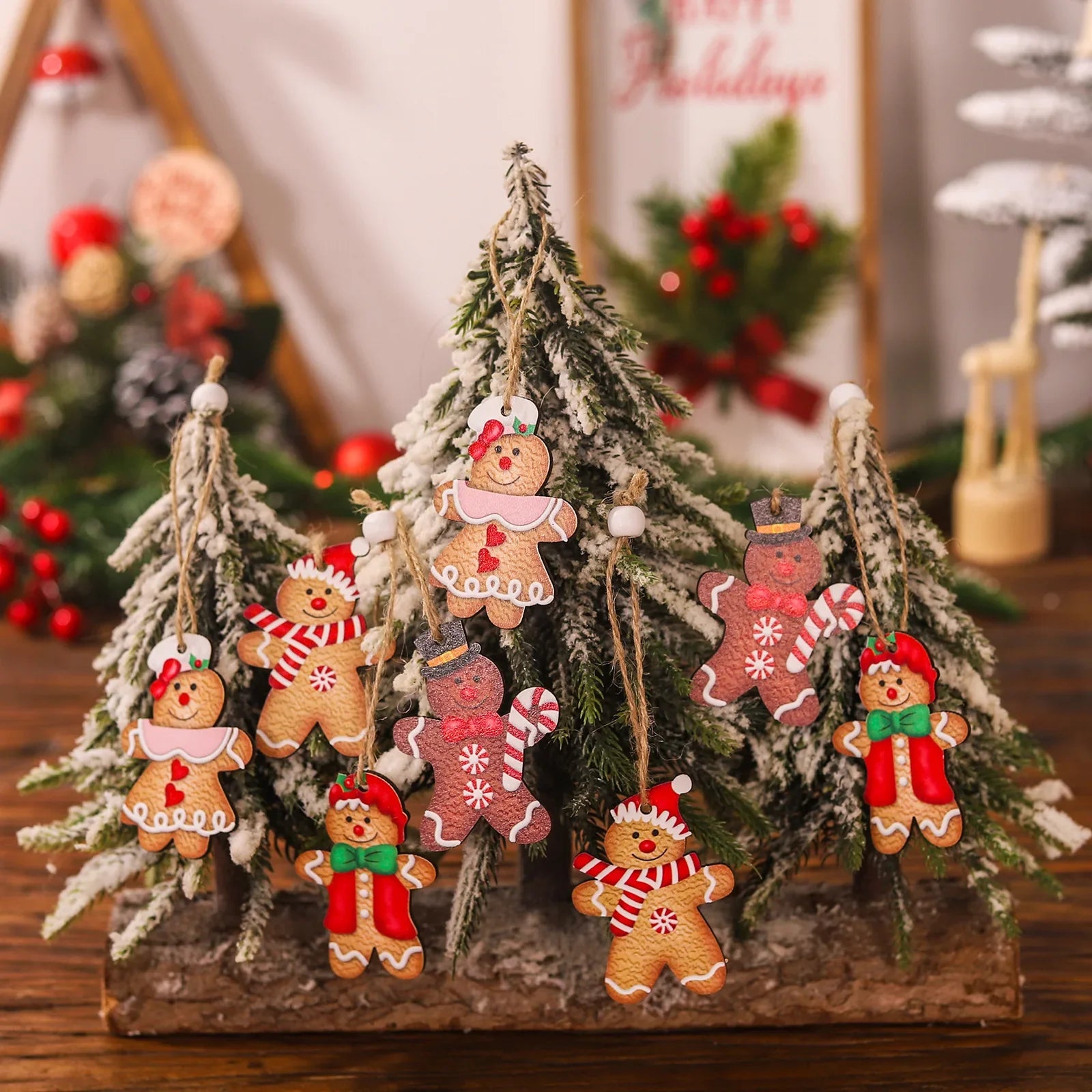 Christmas Dwarf Wooden Pendant Christmas Tree Hanging Ornaments New Year 2024 Christmas Gift Decorations Noel Home Decor