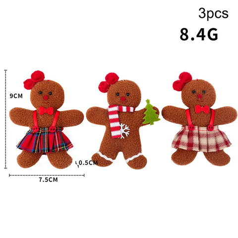 3PCS/Set Christmas Decoration Gingerbread Man Doll Xmas Tree Hanging Ornament Garden Party Home New Year 2024 Children Gifts