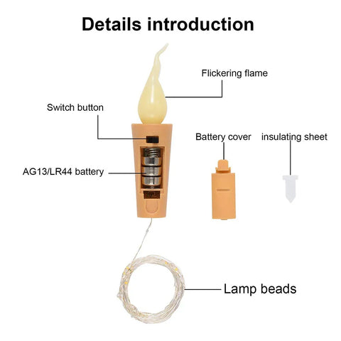 Candle Head Lights Battery Powered Bottle Stopper Lamp