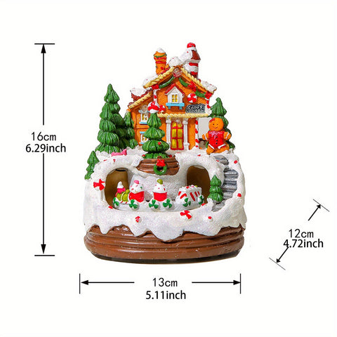 Rotating Luminous Christmas Creative Ornaments Decorations Music Train Snow House Gift